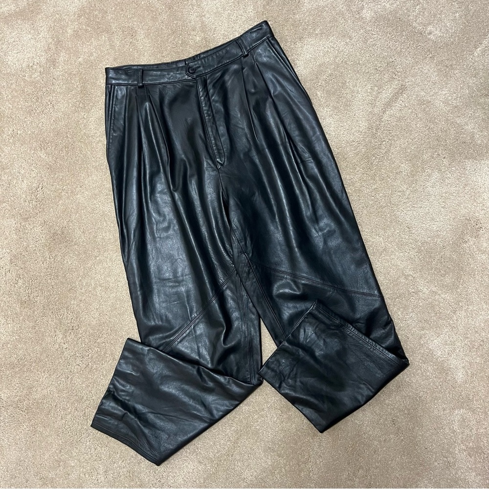 Vintage Marquis Canada Black Leather Pleated Pant Witchy Goth